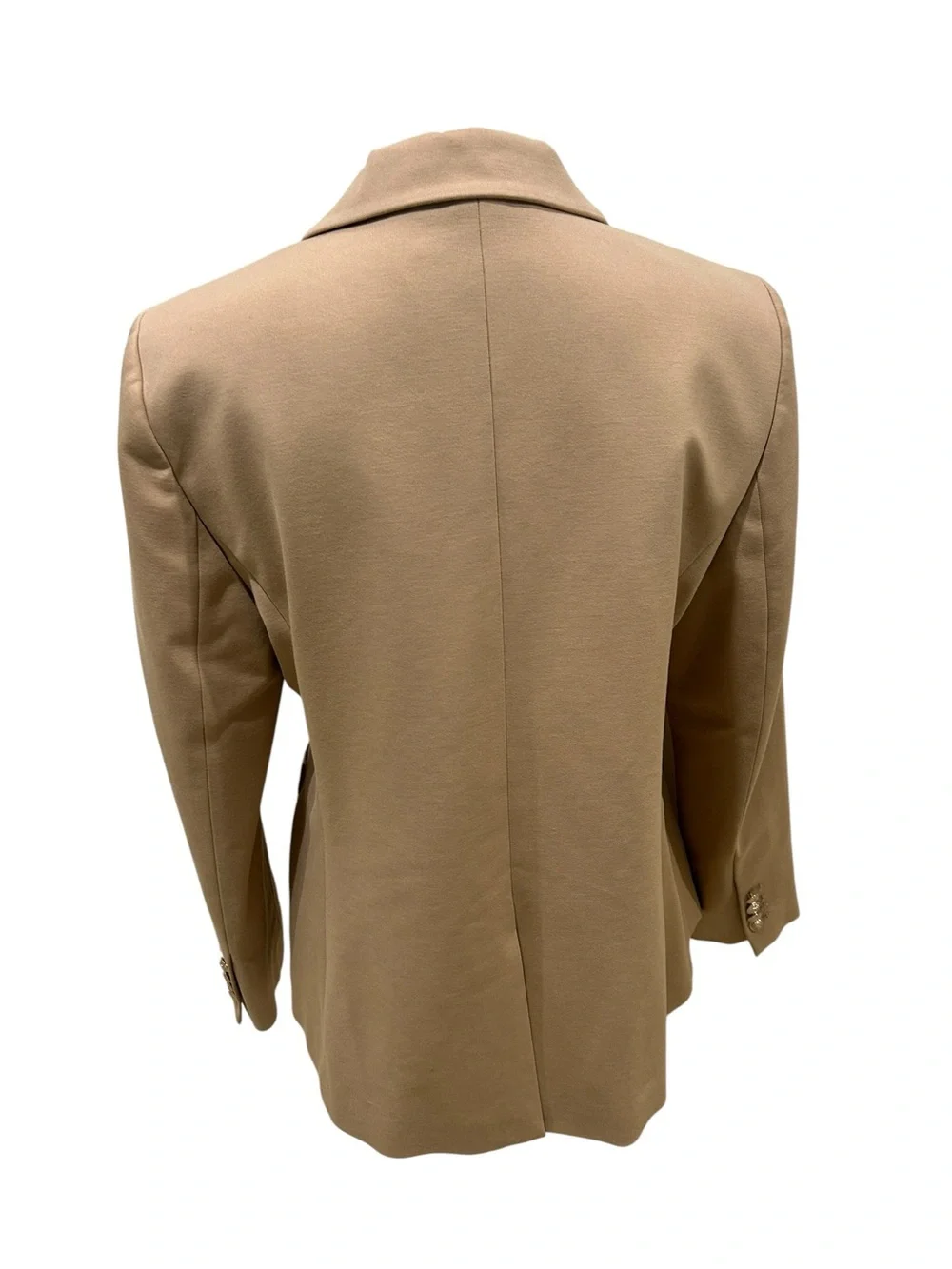 Ann Taylor Hutton Tan Tailored single button Blazer Gold embossed Buttons 14p